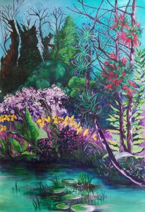 Jardin 2 {Parc du Thabor + Corseul + 18 de Septiembre} - Acrylique sur papier, bois - 230 x 150 cm